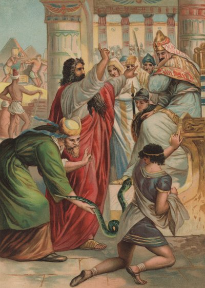 The Rod of Moses Turning into a Snake in the Court of Pharaoh by English School